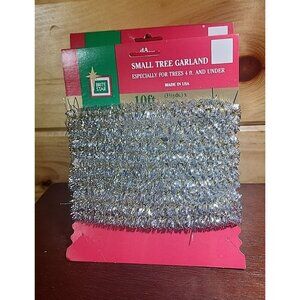 Vintage Small Christmas Tree Tinsel Garland 4 strands  silver 40Ft Total